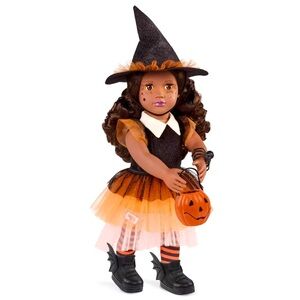 Our Generation Selene Halloween Witch Doll Limited Edition Pumpkin Bucket